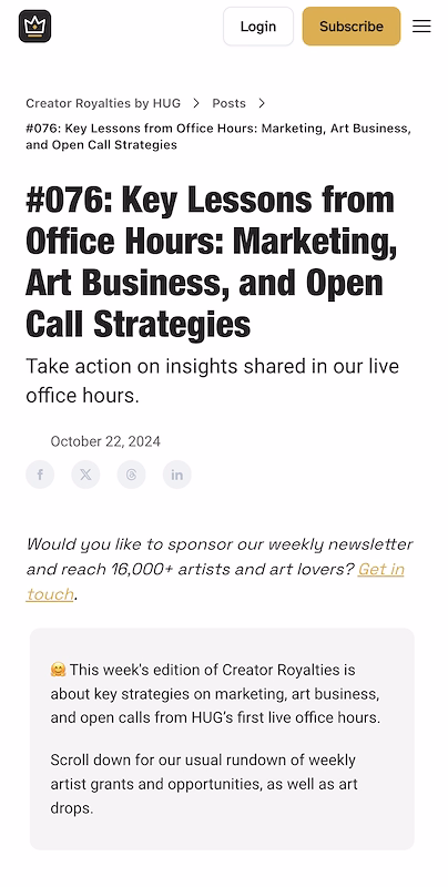 Creator Royalties by HUG