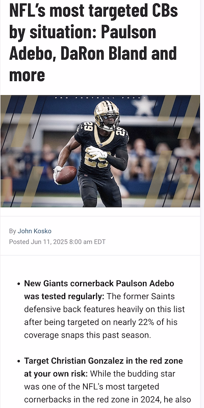 Pro Football Focus Newsletter