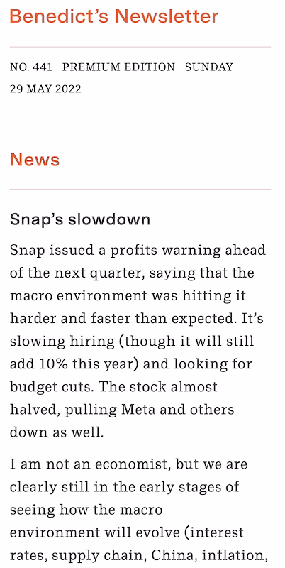 Benedict’s Newsletter