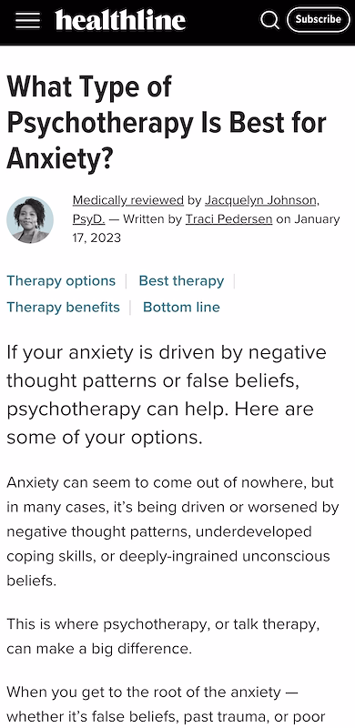 Healthline Mental Health Newsletter