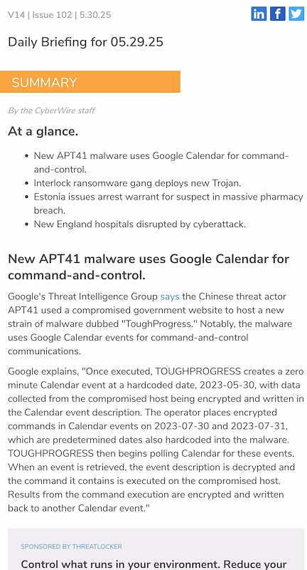 The CyberWire Daily Briefing