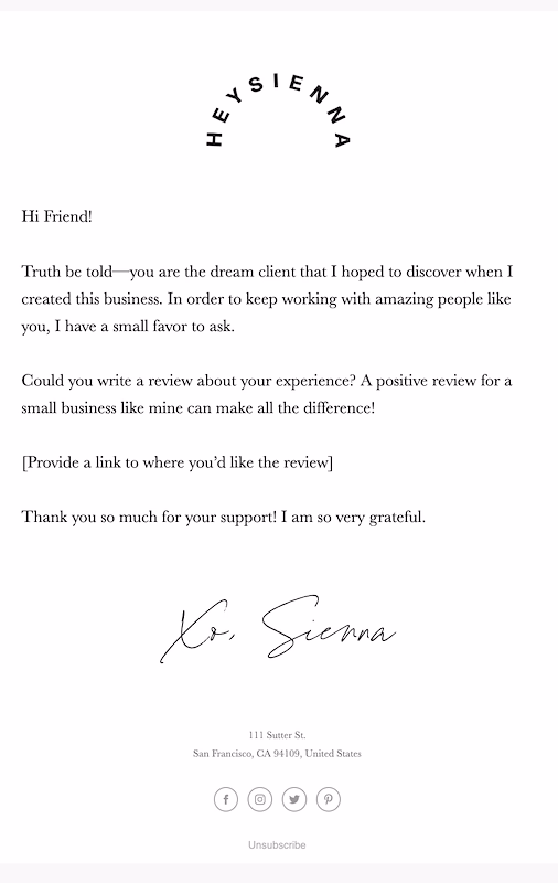 Would love to hear from you