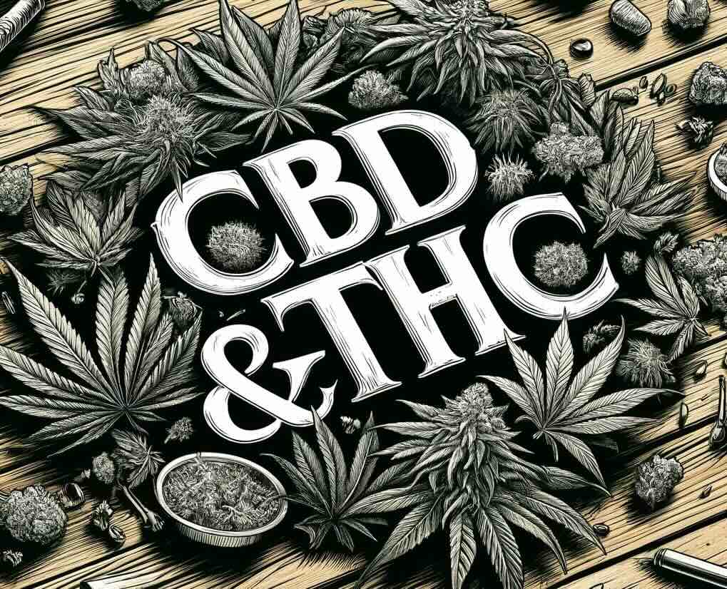 Aufschrift CBD und THC