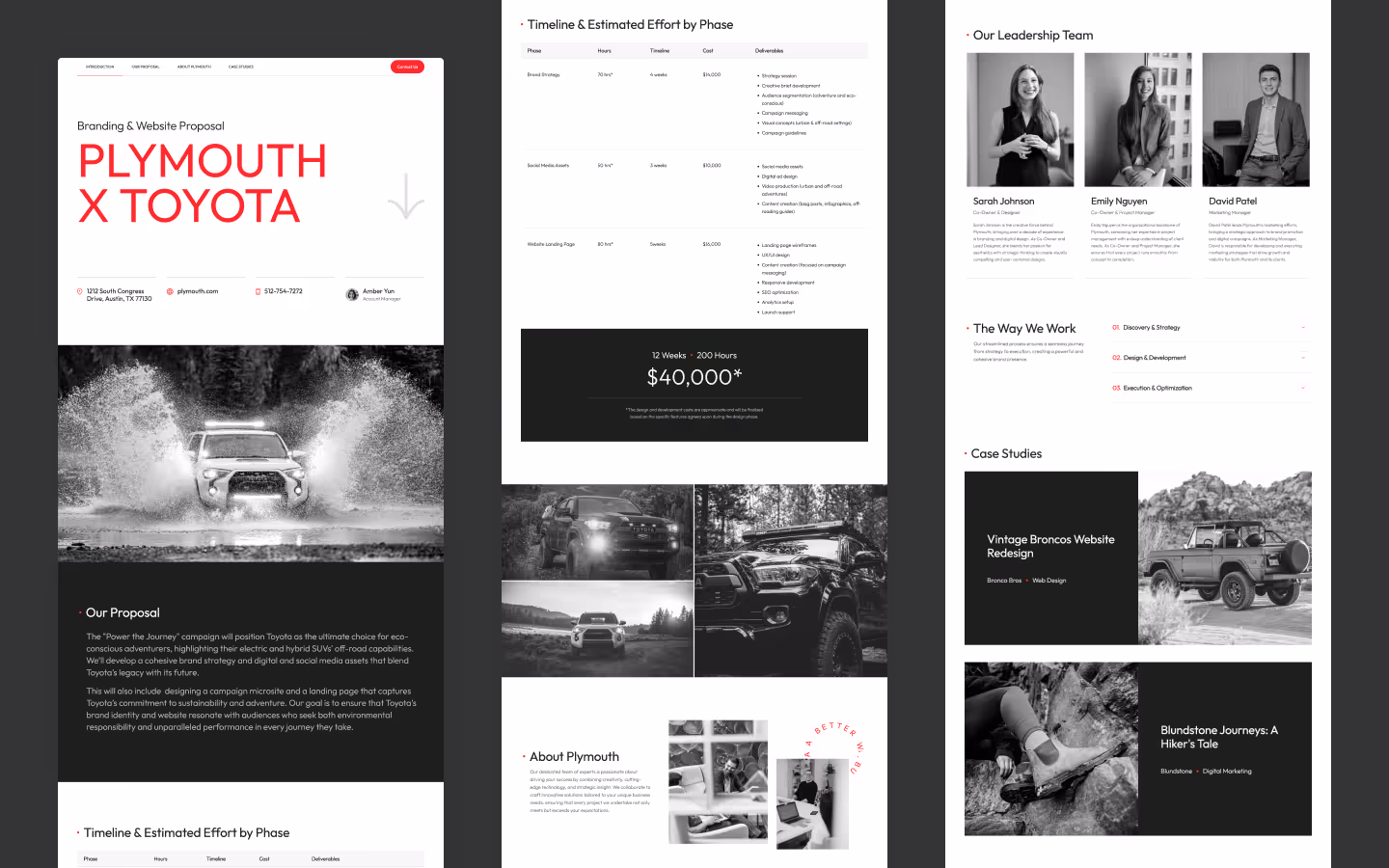 Landing page mockups