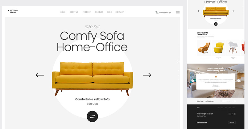 Exemple de site vitrine multipage Webflow pour une marque de mobilier