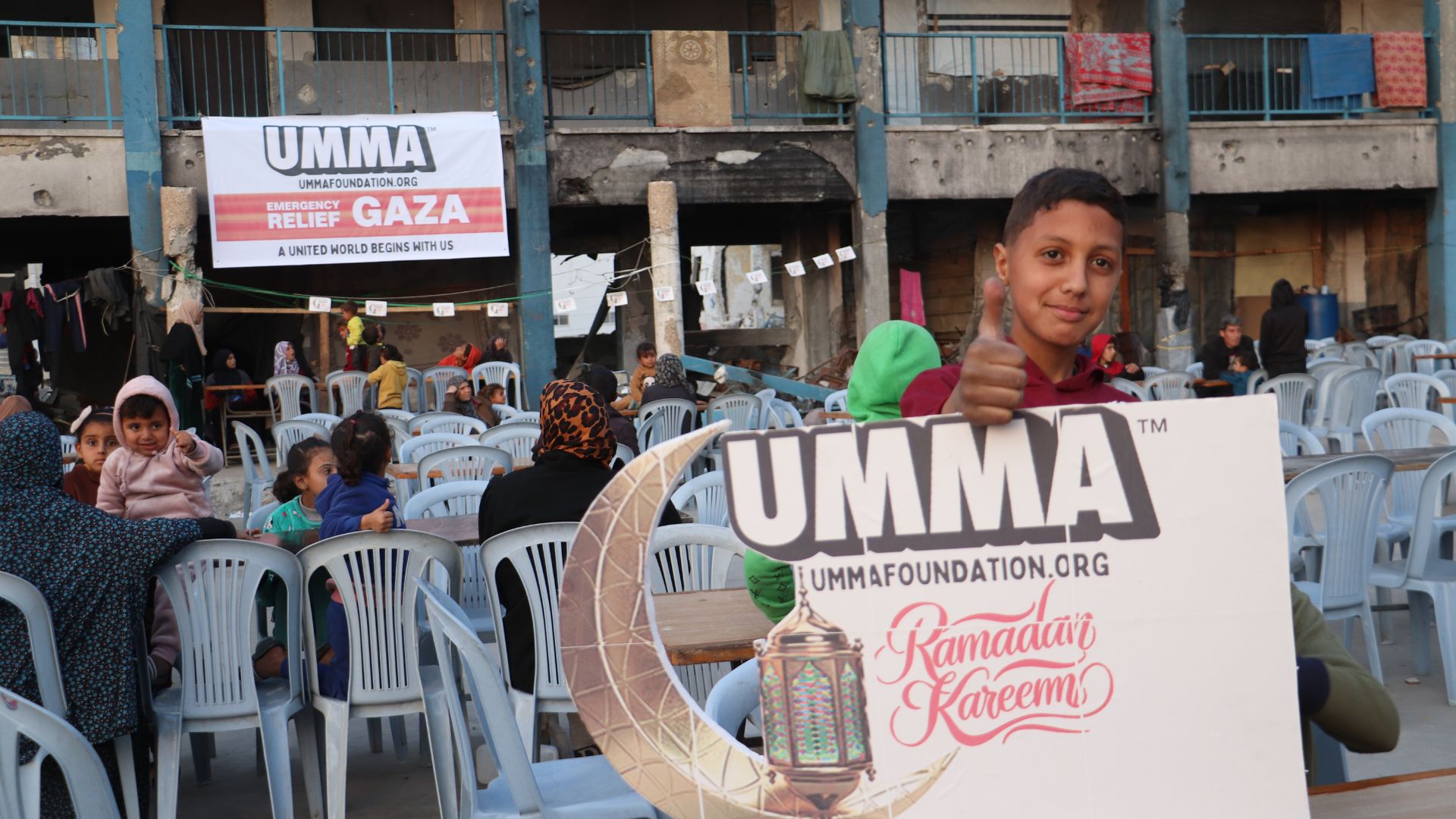 Ramadan food distribution in Gaza supported by Umma Foundation.