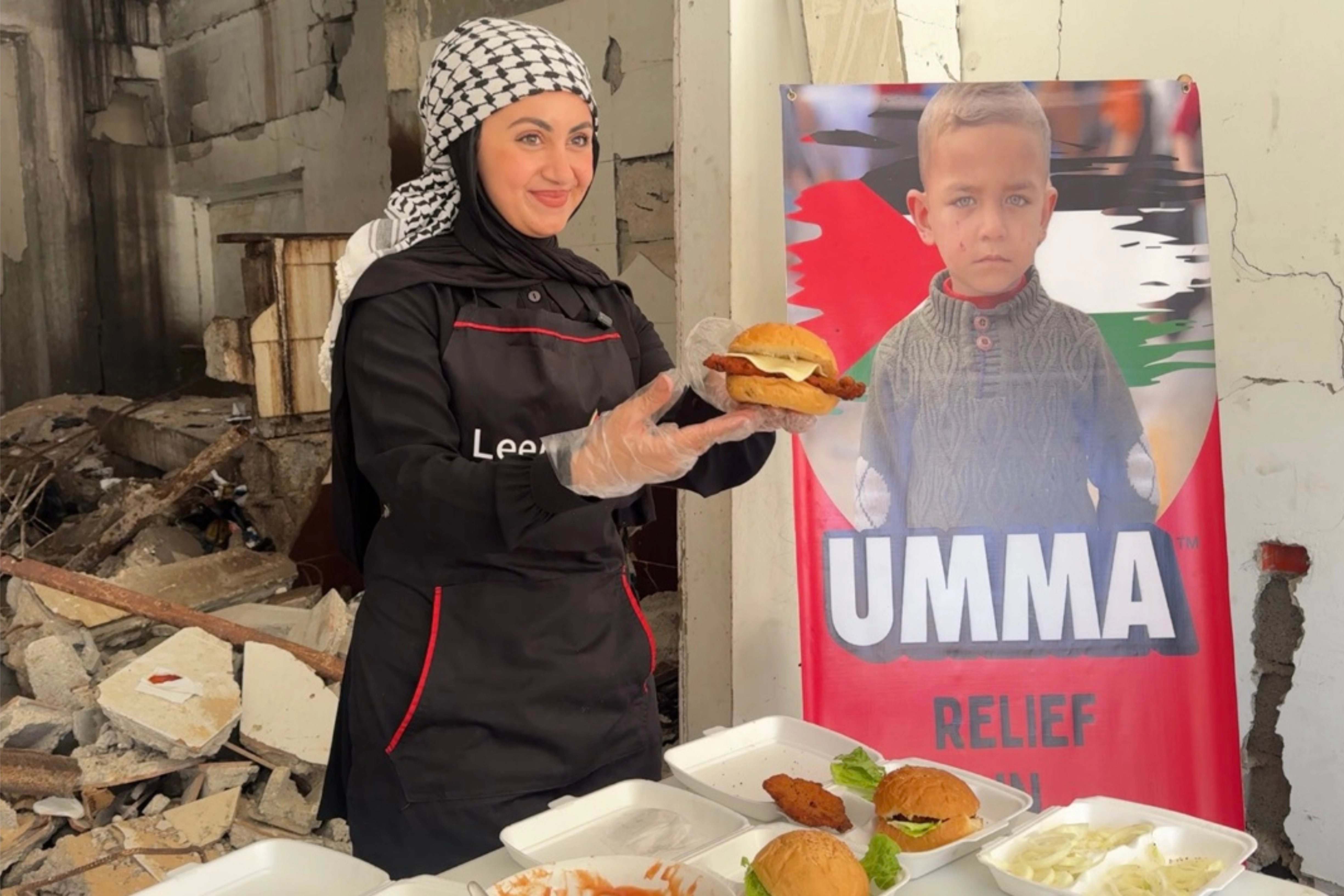 UMMA hot meals in Gaza, burgers for children and traditional Qidra for families