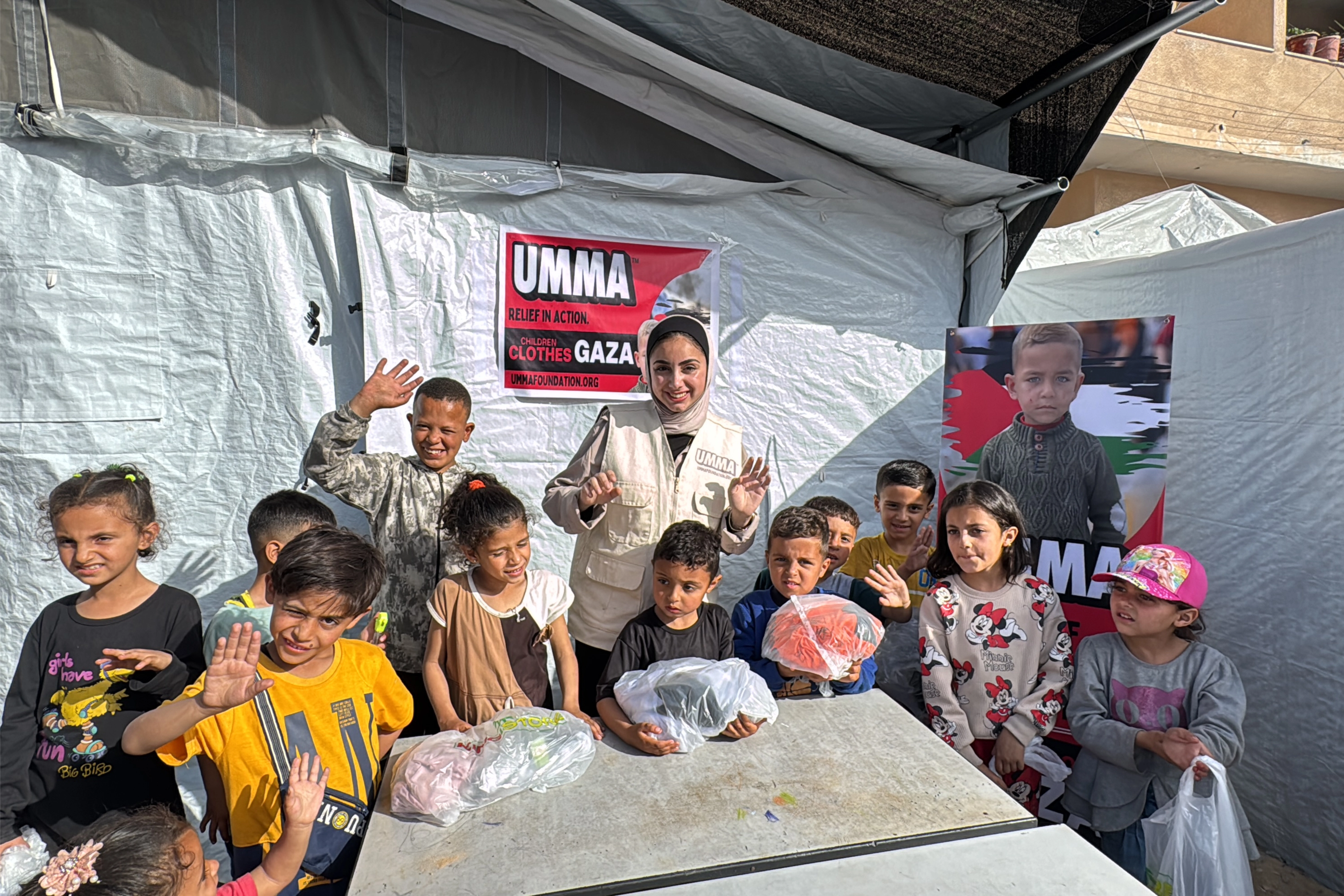 UMMA children's clothing distribution in Gaza