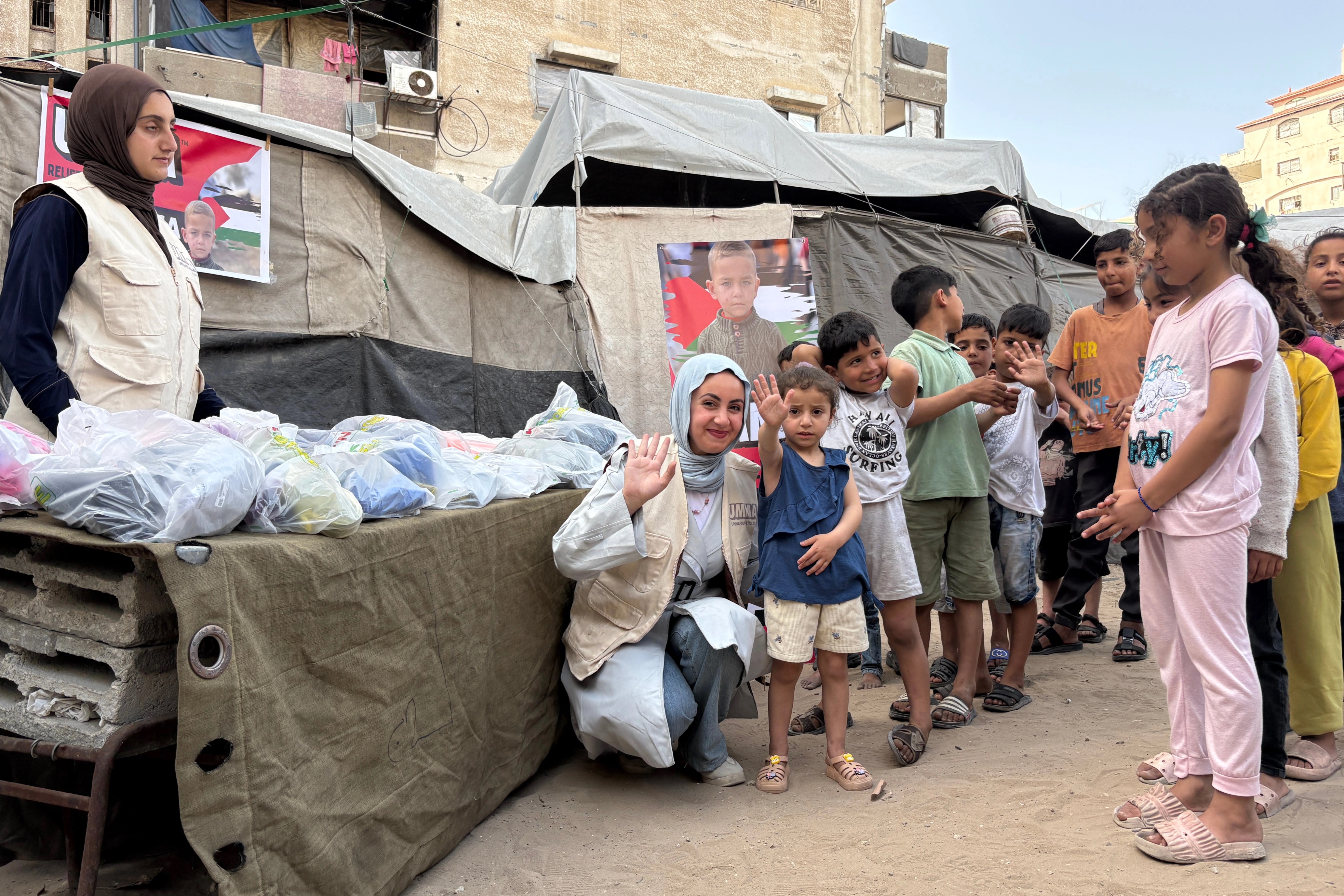 UMMA children's clothing distribution in Gaza