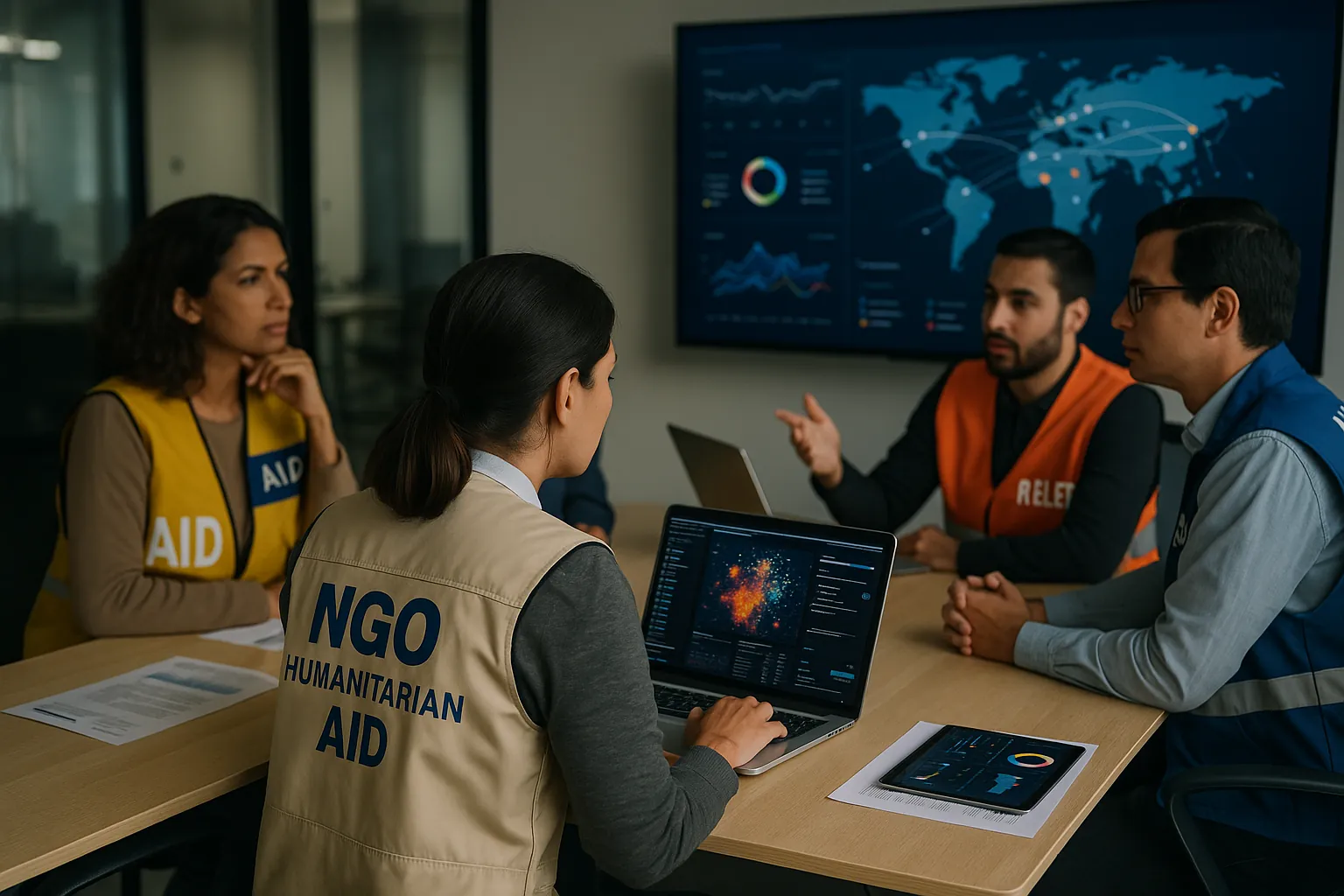 NGO workers using AI for aid coordination