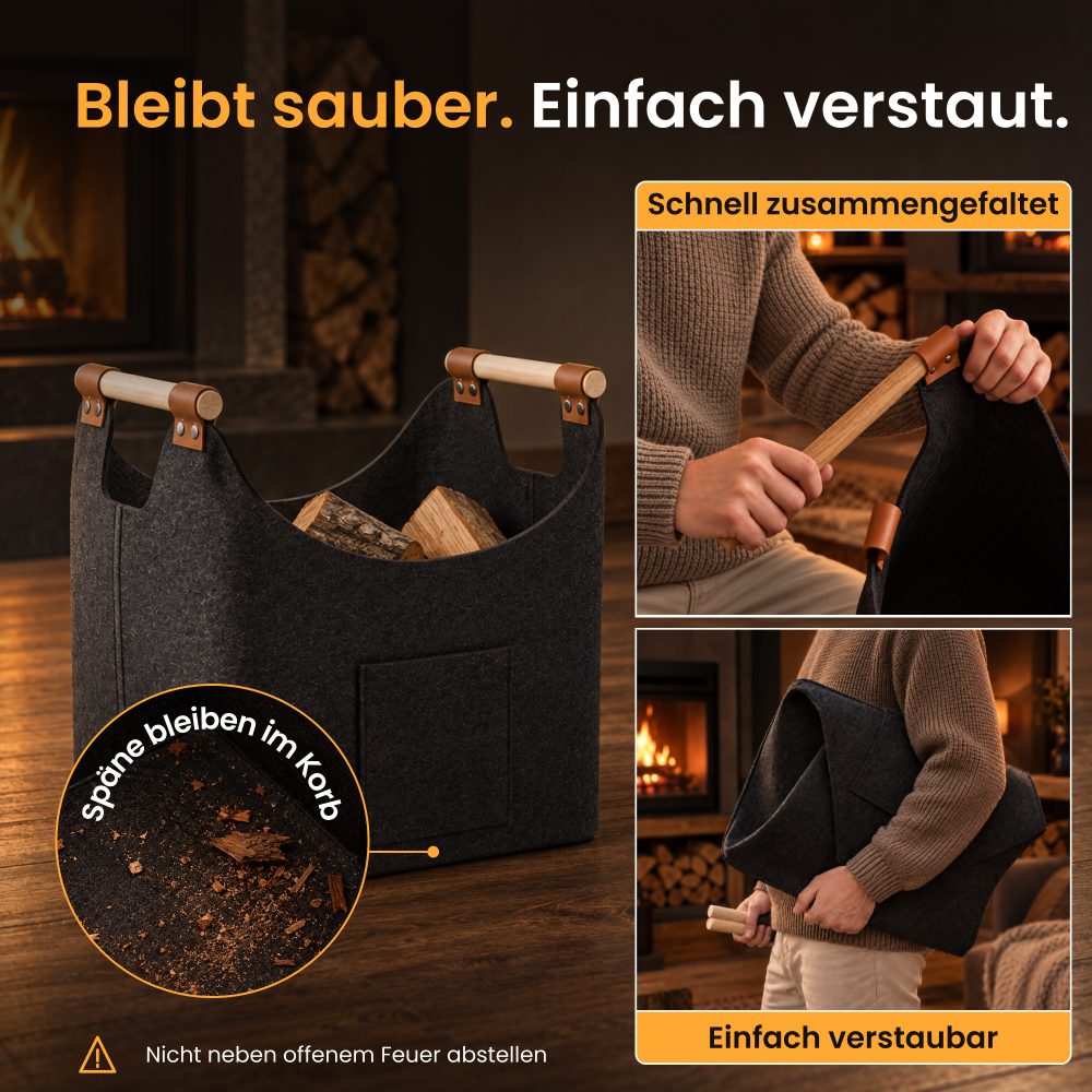 Kaminholzkorb, sauberer Boden