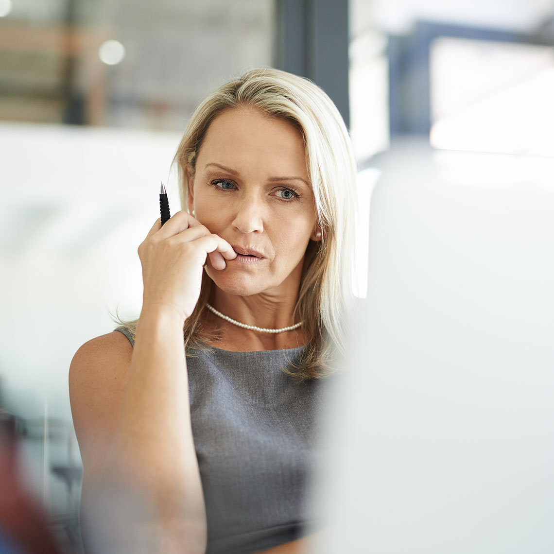 Female attorney with a stressed expression