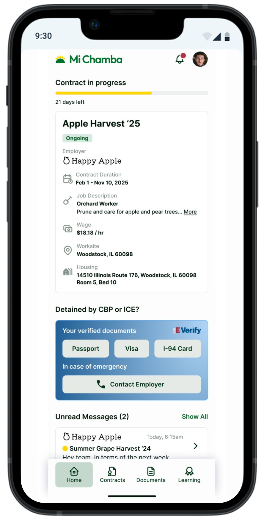 Mobile screen showing a kitchen with a virtual tour badge