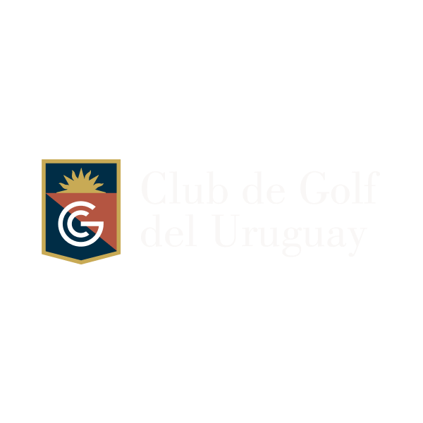 Logo del Club de Golf del Uruguay con un escudo que contiene un sol, las letras CG y colores dorado, azul y rojo.