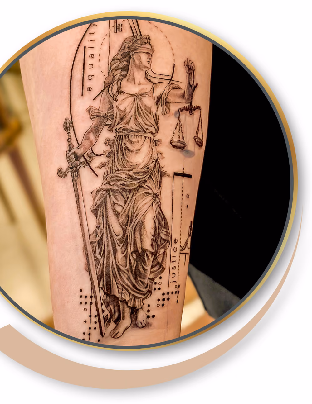 Geometrisches Tattoo mit klaren Linien und Formen, Aachen