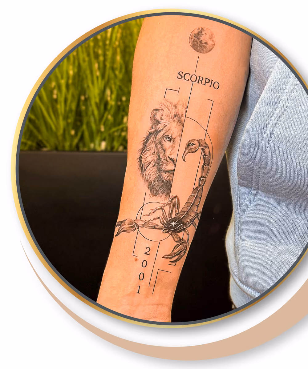 Geometrisches Tattoo mit symmetrischen Mustern, Tattoo Aachen