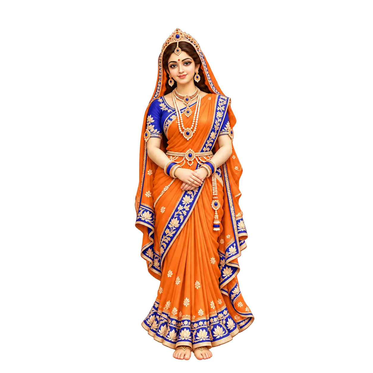 Illustration of Sita Ma in a festive saree