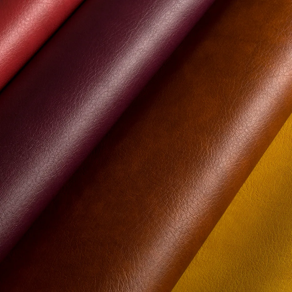 Classic fire-retardant faux leather—durable, stylish, and easy to clean, perfect for restaurants and hospitality interiors.