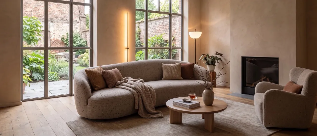 Residential interior with textured wallcovering