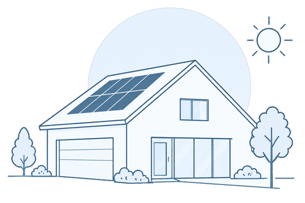 Illustration of a house with solar panels on the roof