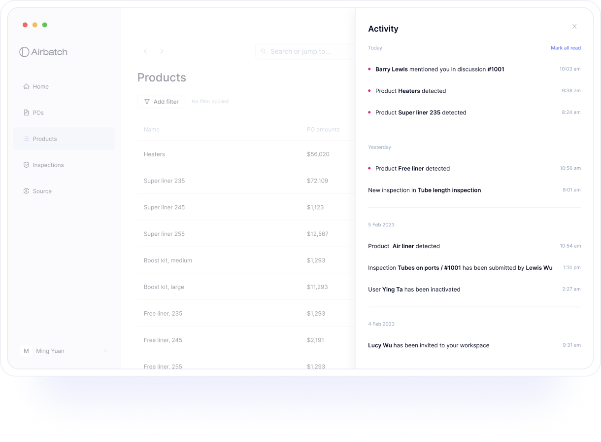 Web app dashboard mockup illustrates real-time alerting screen