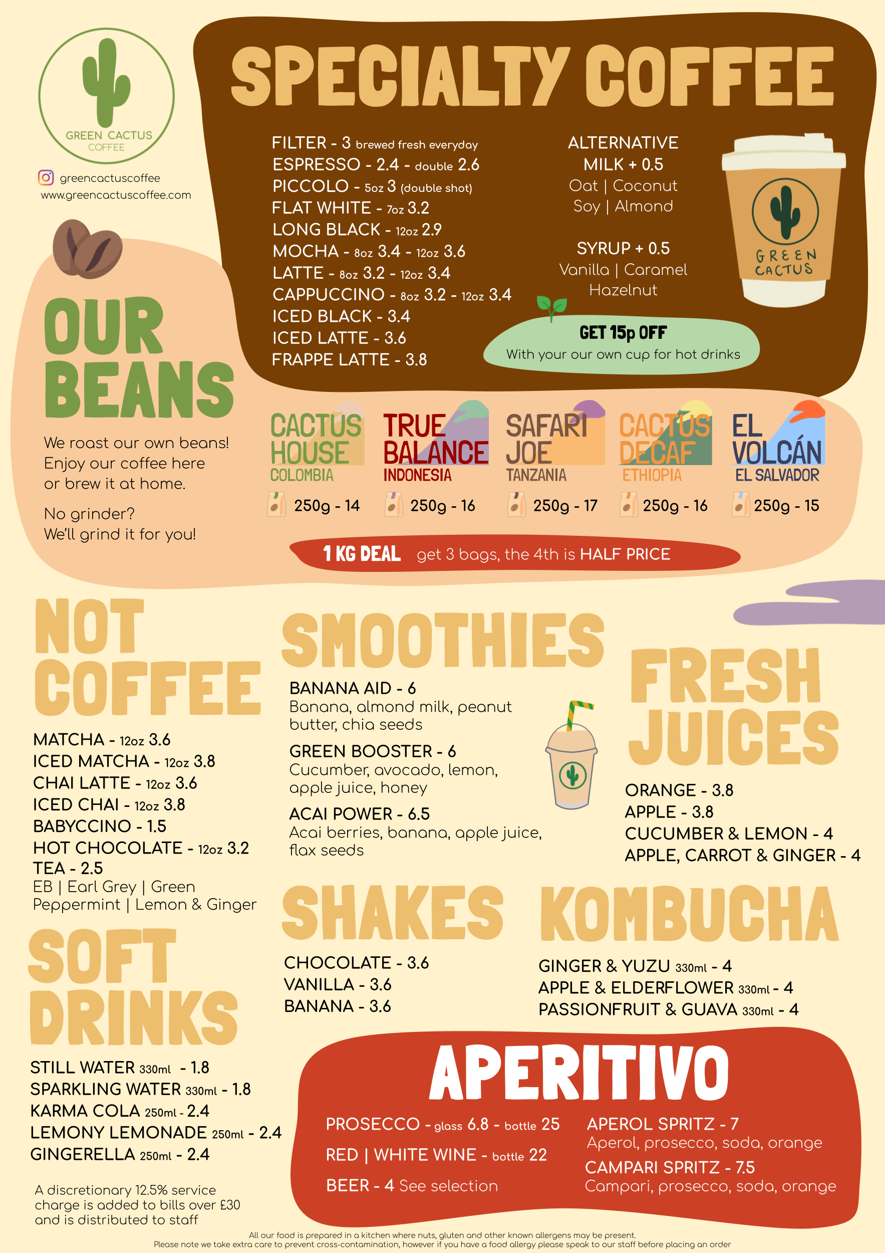 tulse hill drinks menu