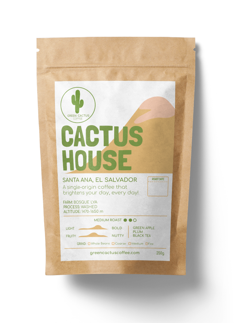 green cactus cactus house coffee pouch