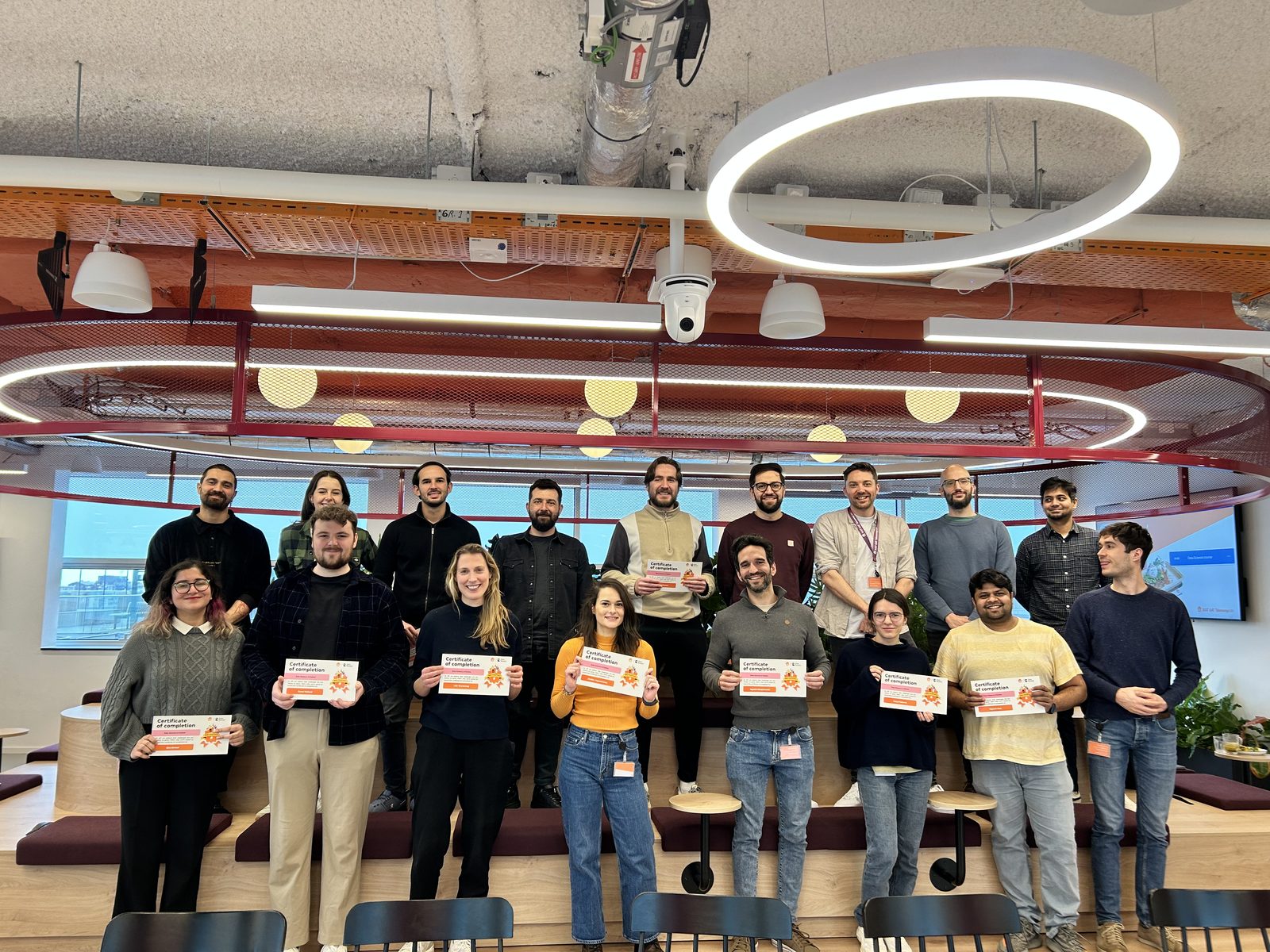 Just Eat Takeaway learners with their Data Booster certificates