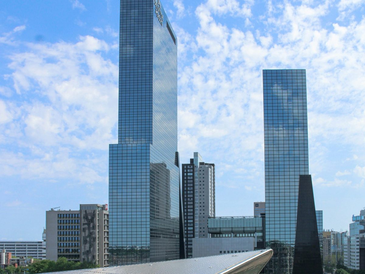 Office towers in a Dutch business district