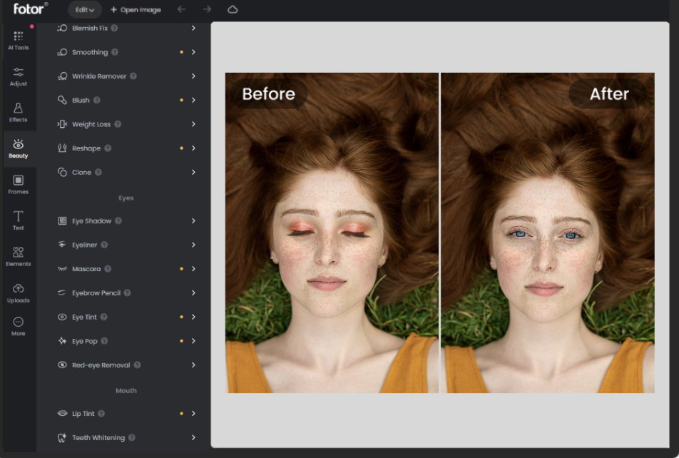 AI process and correct the closed eyes