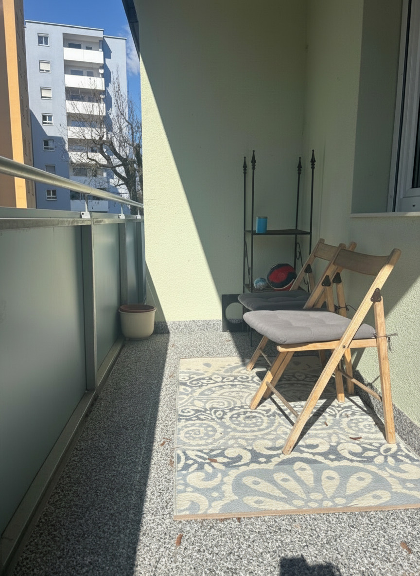 Gemütliche möbelierte 2-Zi-Wohnung mit Balkon, Parkplatz & Grünblick in 8045!