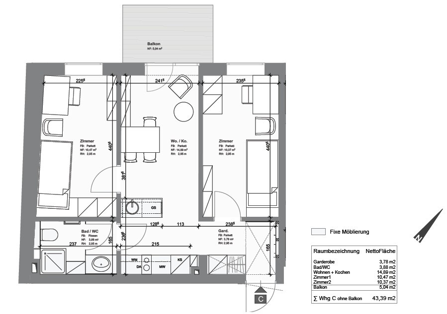 Gepflegte 3-Zi-Erdgeschosswohnung mit Balkon in 8010 Graz