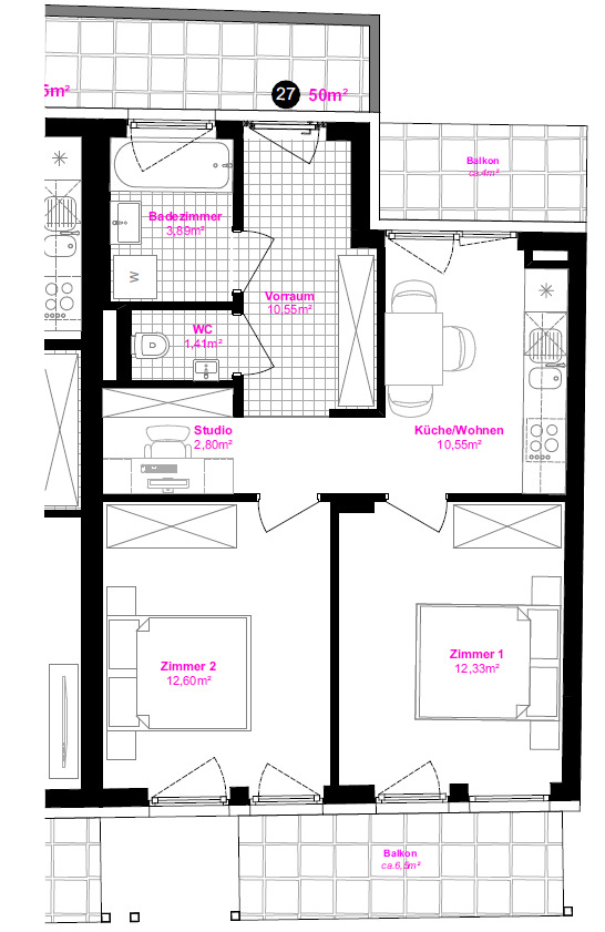 Charmante 3-Zi-Wohnung mit Balkon, Stadtblick!