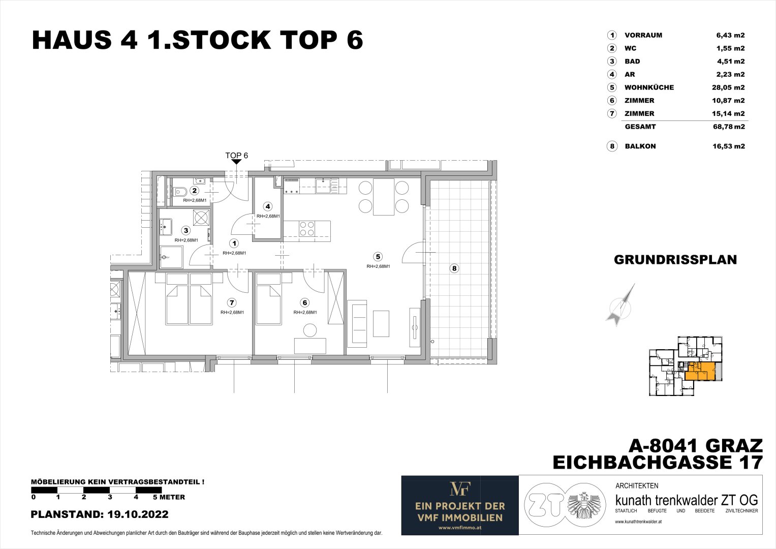 Neuwertige 3-Zi-Wohnung mit Balkon, Fußbodenheizung & Aufzug in Graz 8041 zu mieten!