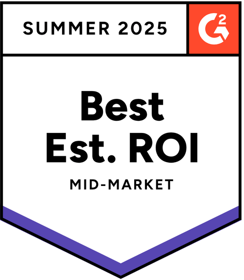 G2 Summer 2025 Best Estimated ROI Mid-Market badge
