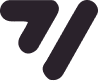 Abstract dark logo mark featuring two overlapping slash shapes