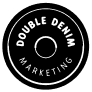 Double Denim Marketing circular logo with brand name in black and white
