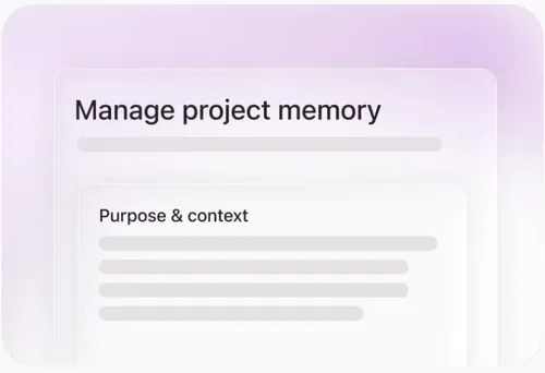 Project memory panel with purpose and context fields