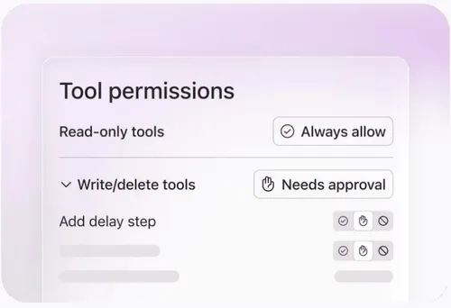 Tool permissions panel with read-only and approval settings