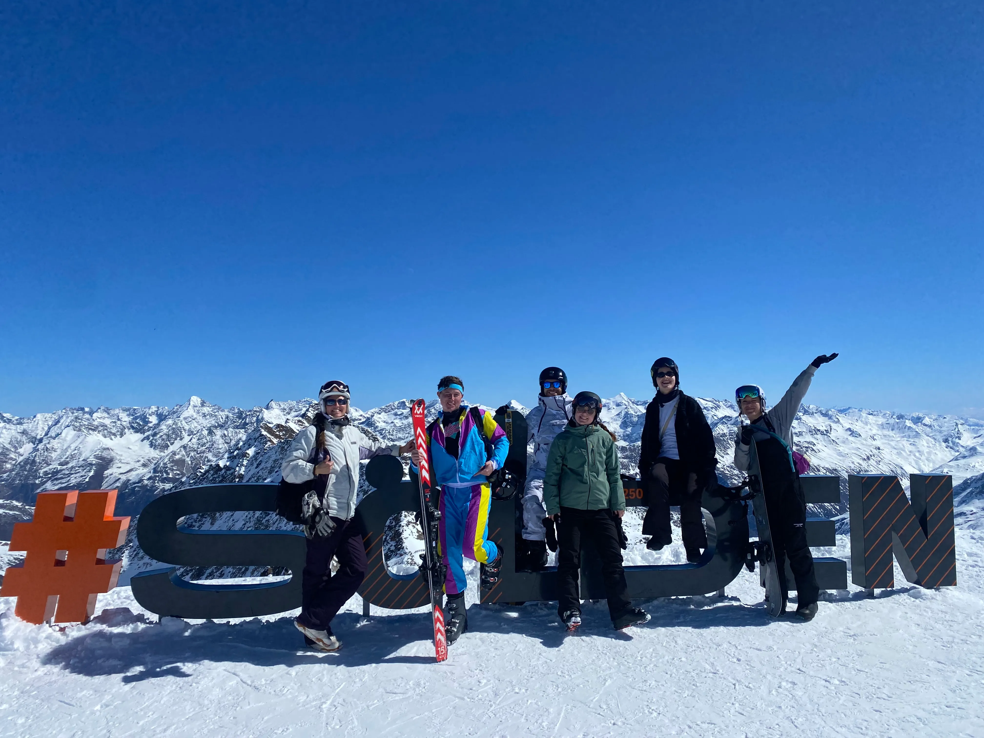 group photo from a company ski trip