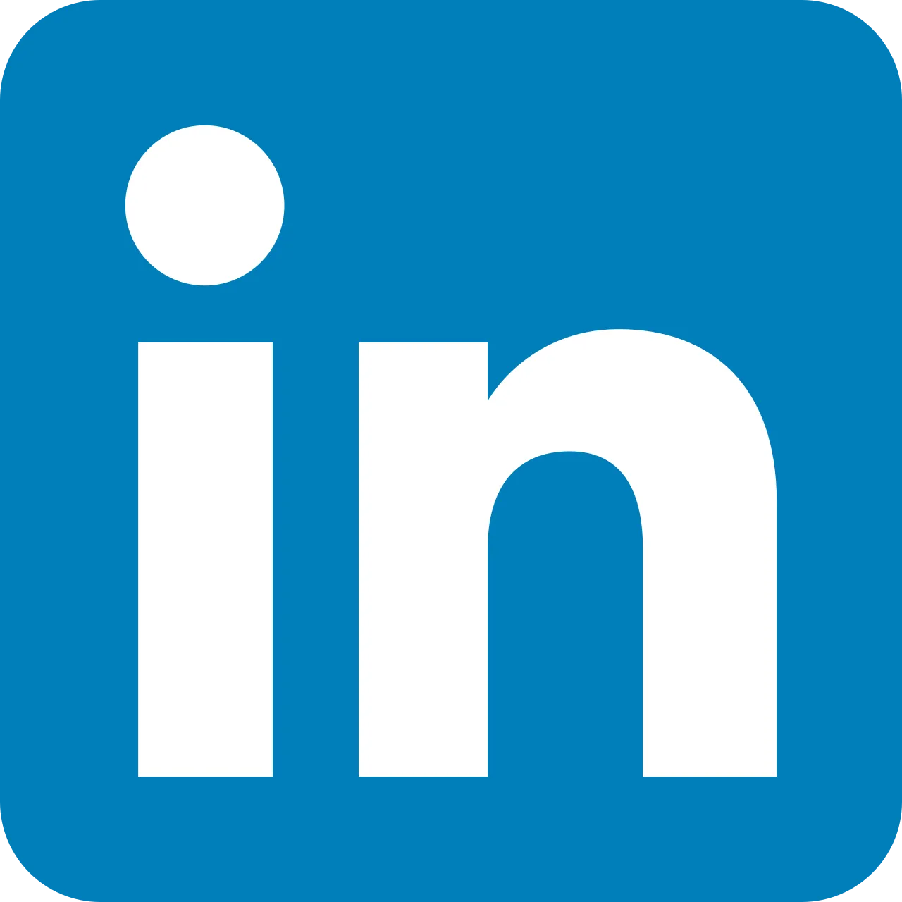 LinkedIn logo with white lowercase 'in' on a blue rounded square background.