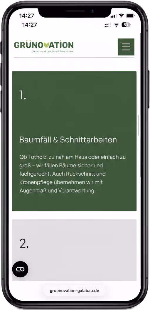 Mockup der Grünovation GmbH Webseite.