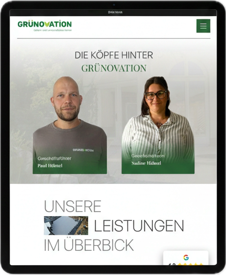 Mockup der Grünovation GmbH Webseite.