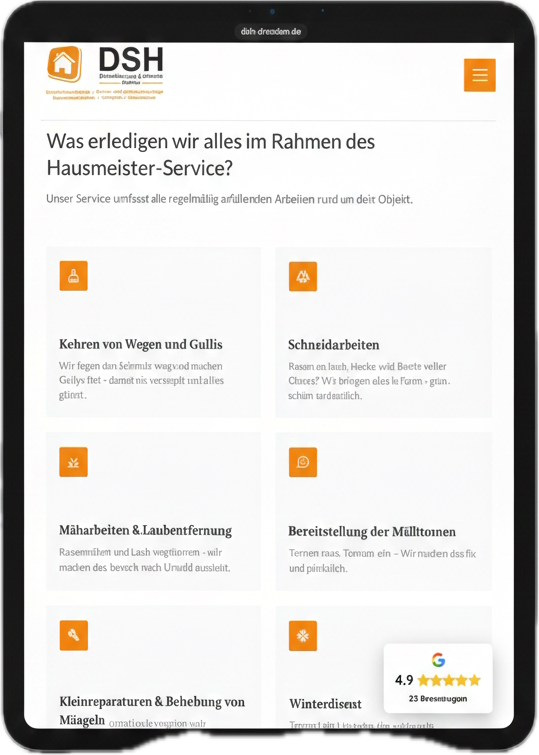 Mockup der DSH Webseite.