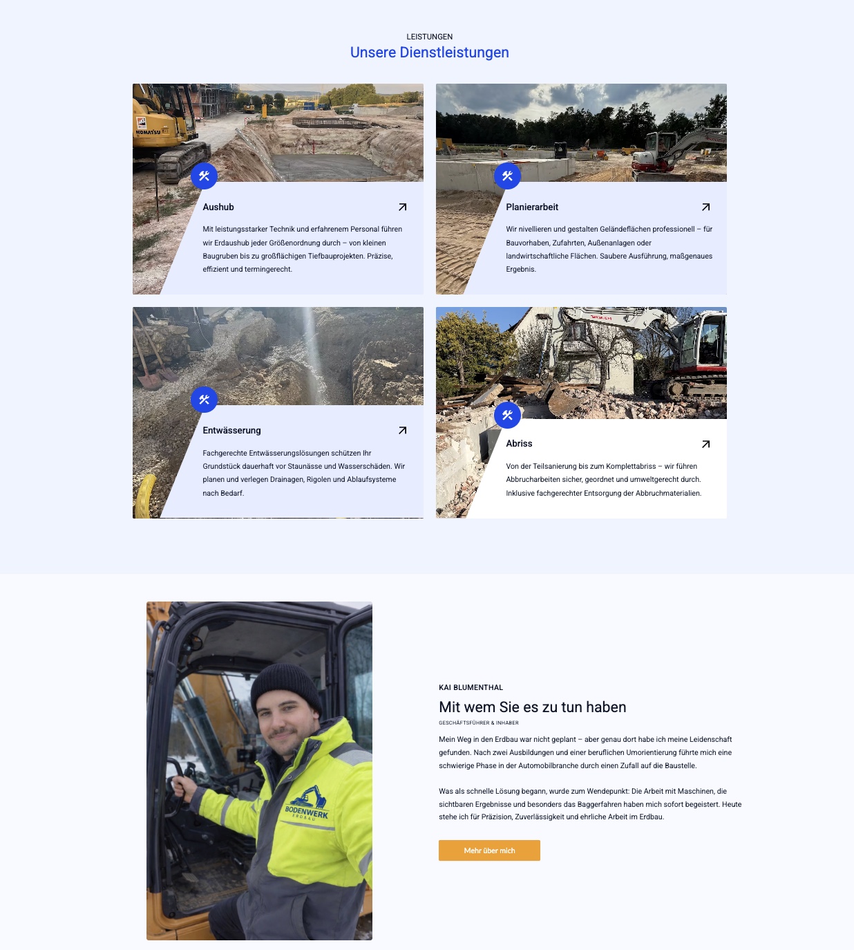 Kundenwebseite Bauunternehmen