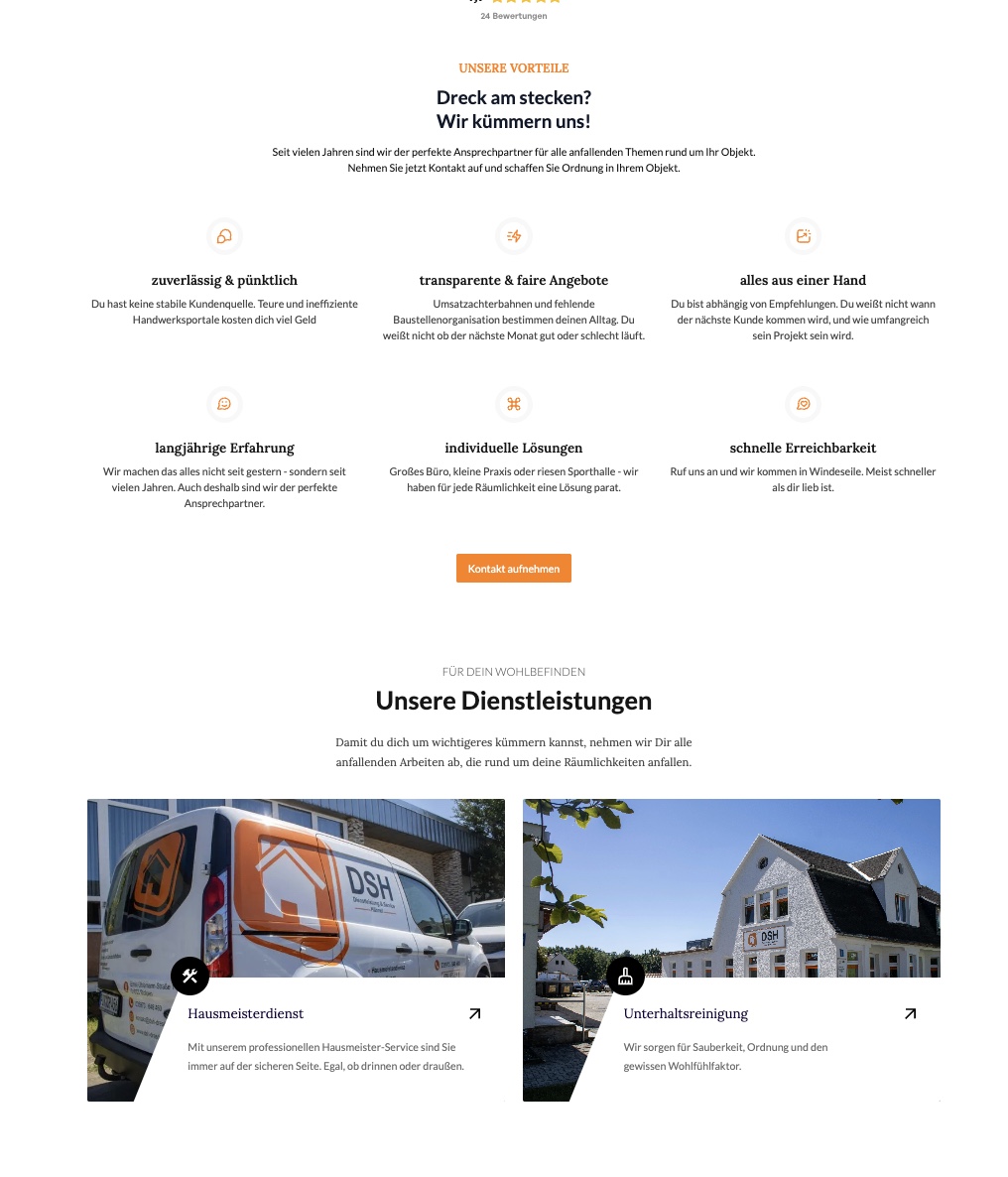 Kundenwebseite Dienstleister
