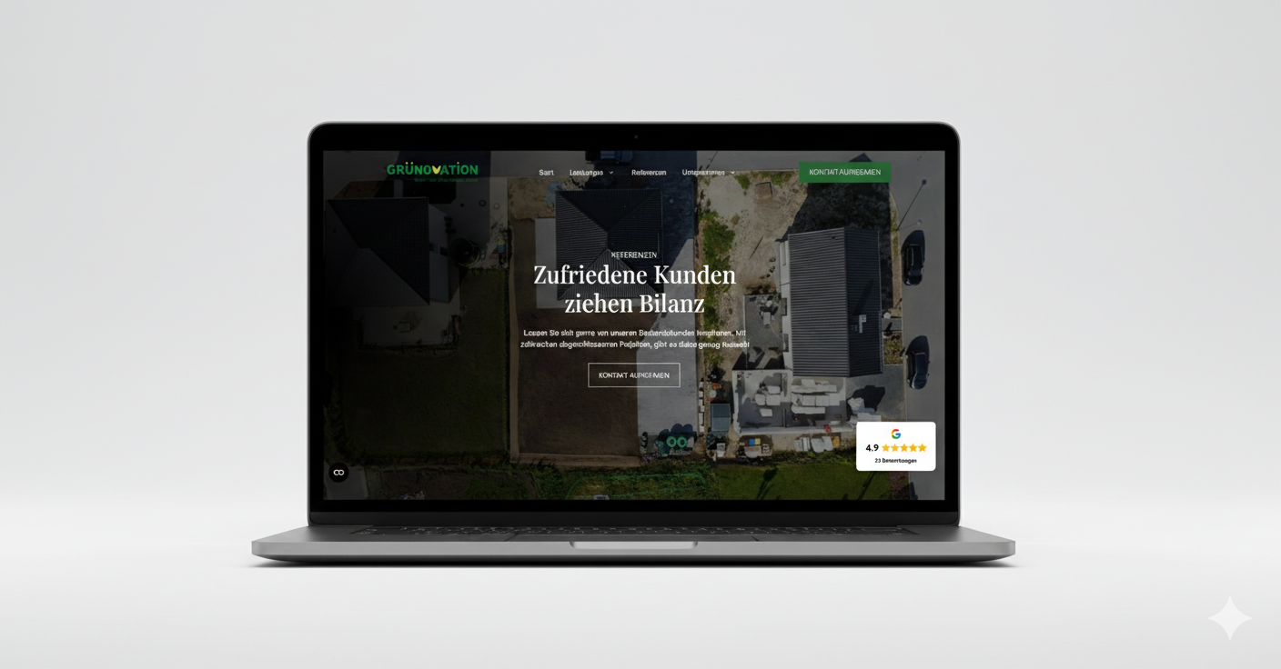Kundenseite mit Bewertungen auf einem Laptop