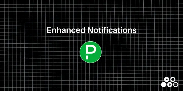 Graphic showing enhanced notifications with a PagerDuty alert icon on a grid background, representing real-time incident alerting.