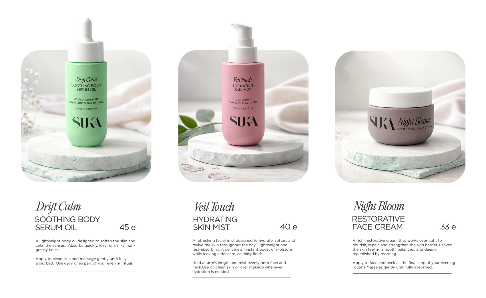 Sistem complet de design de ambalaj pentru produse skincare, construit pentru consistență vizuală și diferențiere de brand.