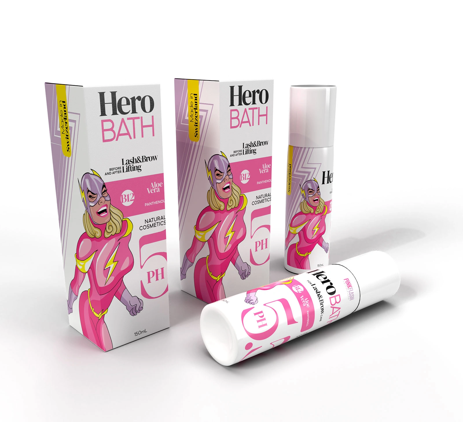 Design de ambalaj Organic Flash pentru produse cosmetice lash & brow lifting